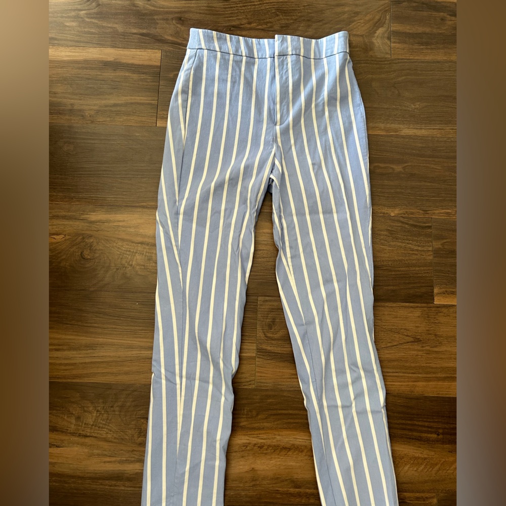 Blue and white striped pants